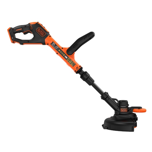 Side view of the BLACK+DECKER® 18V POWERCONNECT™ Cordless STRIMMER® 28cm String Trimmer without battery, facing right.