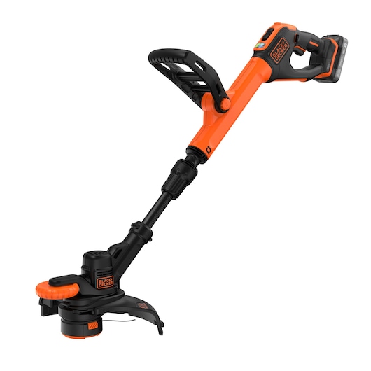 Front-side view of the BLACK+DECKER® 18V POWERCONNECT™ Cordless STRIMMER® 28cm String Trimmer.