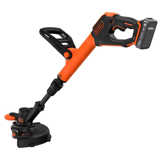 Rear-side view of the BLACK+DECKER® 18V POWERCONNECT™ Cordless STRIMMER® 28cm String Trimmer.