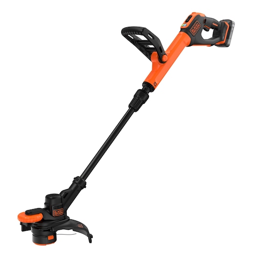Front-side view of the BLACK+DECKER® 18V POWERCONNECT™ Cordless STRIMMER® 28cm String Trimmer.