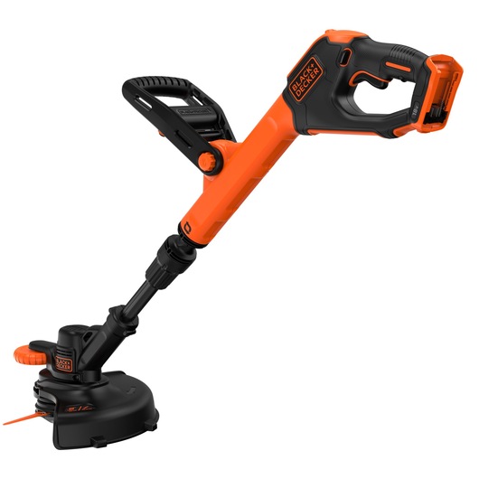 Rear-side view of the BLACK+DECKER® 18V POWERCONNECT™ Cordless STRIMMER® 25cm Blade Trimmer without battery.