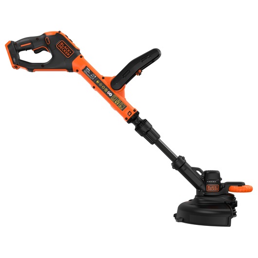 Side view of the BLACK+DECKER® 18V POWERCONNECT™ Cordless STRIMMER® 25cm Blade Trimmer without battery, facing right.
