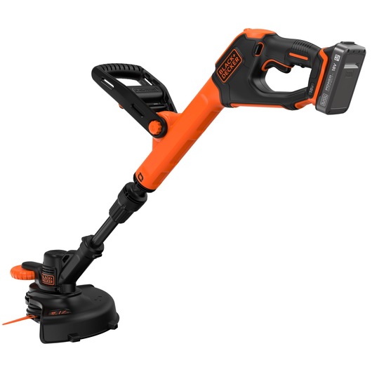 Rear-side view of the BLACK+DECKER® 18V POWERCONNECT™ Cordless STRIMMER® 25cm Blade Trimmer.