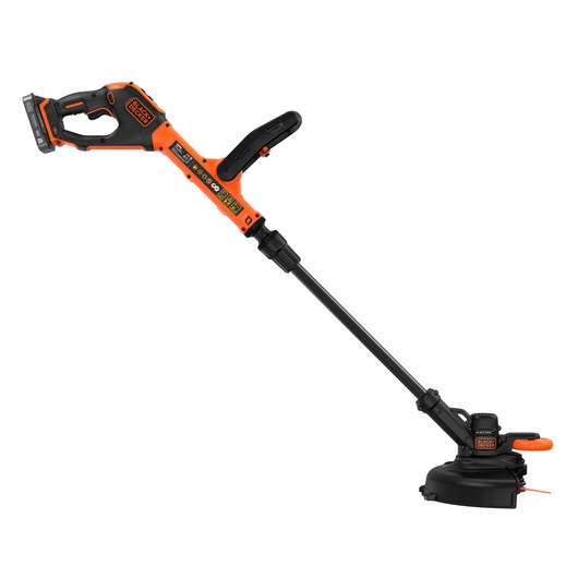 Side view of the BLACK+DECKER® 18V POWERCONNECT™ Cordless STRIMMER® 25cm Blade Trimmer, facing right.