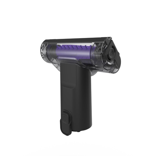 BLACKDECKER BHFEA640WP vacuum cleaner brush attachment with clear and purple roller, angled front view on white background.