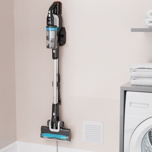 BLACK+DECKER PowerSeries ExtremeMAX stick vacuum on wall mount