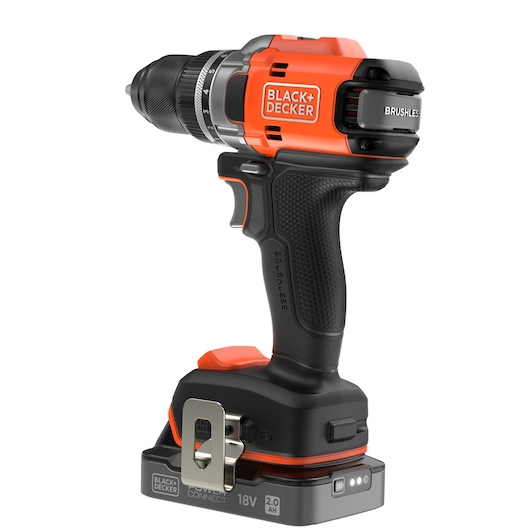Rear-side view of the BLACK+DECKER® 18V POWERCONNECT™ Brushless Drill Driver.
