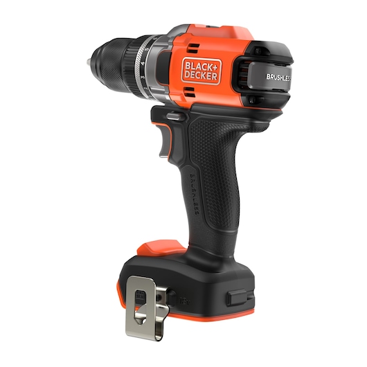 Rear-side view of the BLACK+DECKER® 18V POWERCONNECT™ Brushless Drill Driver without battery.